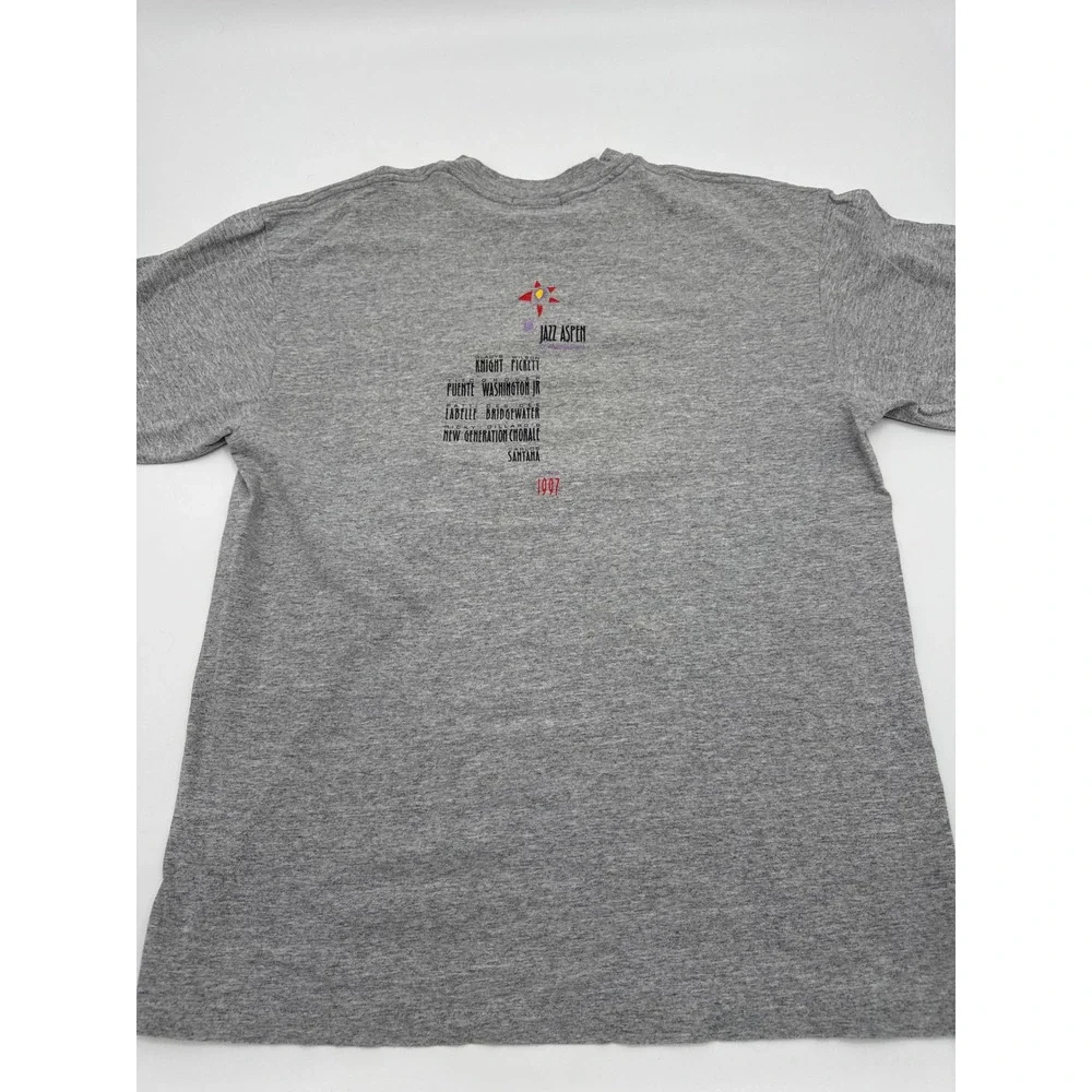 Vintage Roots 1997 Jazz Aspen Festival T-Shirt Mens Gray Santana Gladys Knight